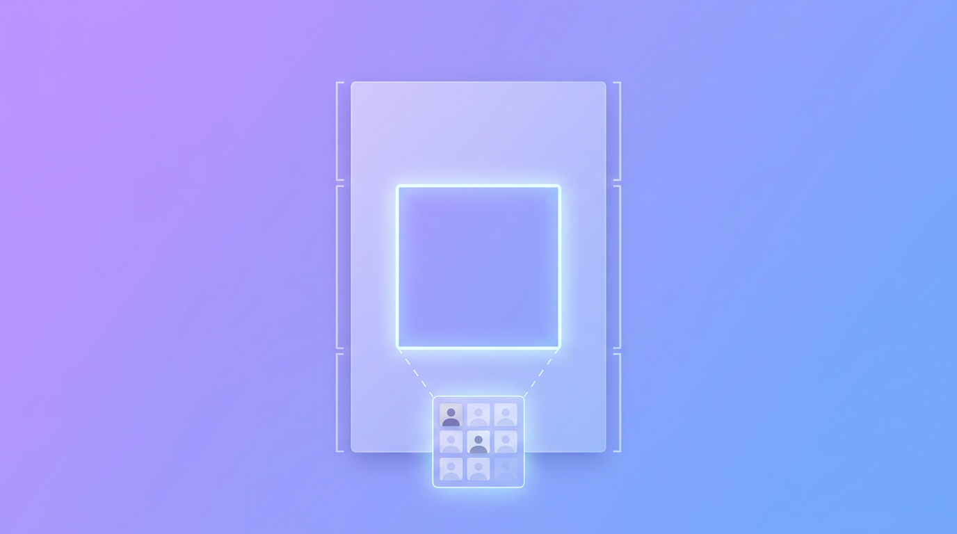 Vertical cover frame with its dimensions and grid crop marked
