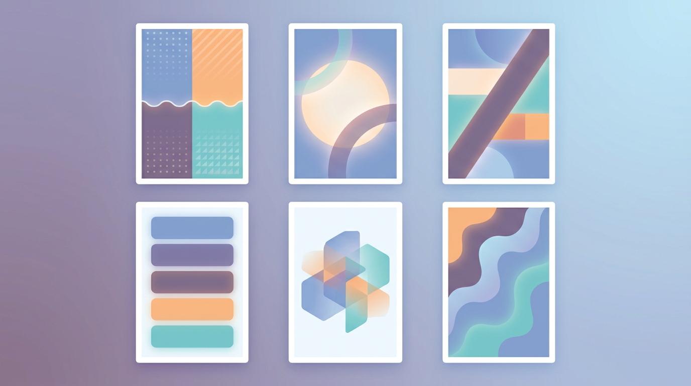 A grid of varied story layout concepts