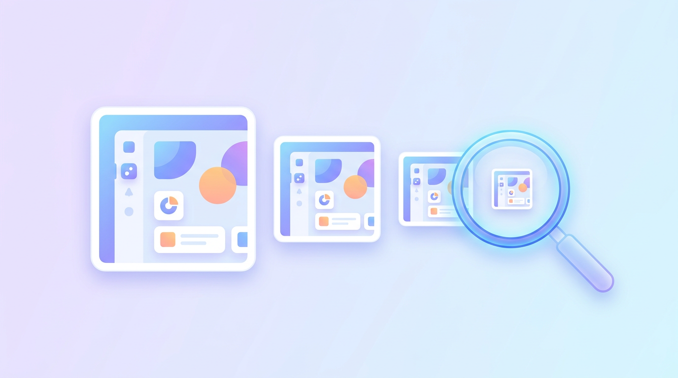 One thumbnail shown at several sizes from tiny mobile to large desktop