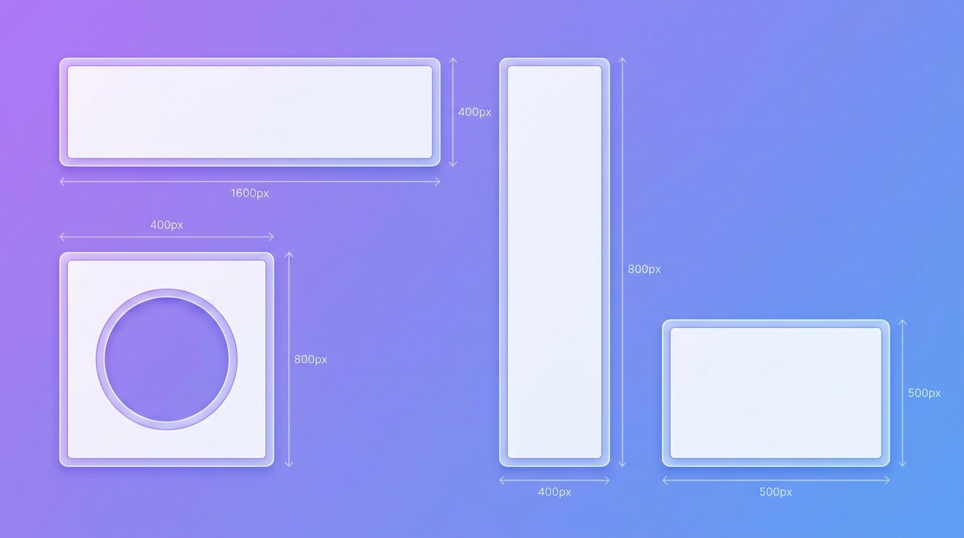 A set of differently shaped YouTube asset frames grouped together