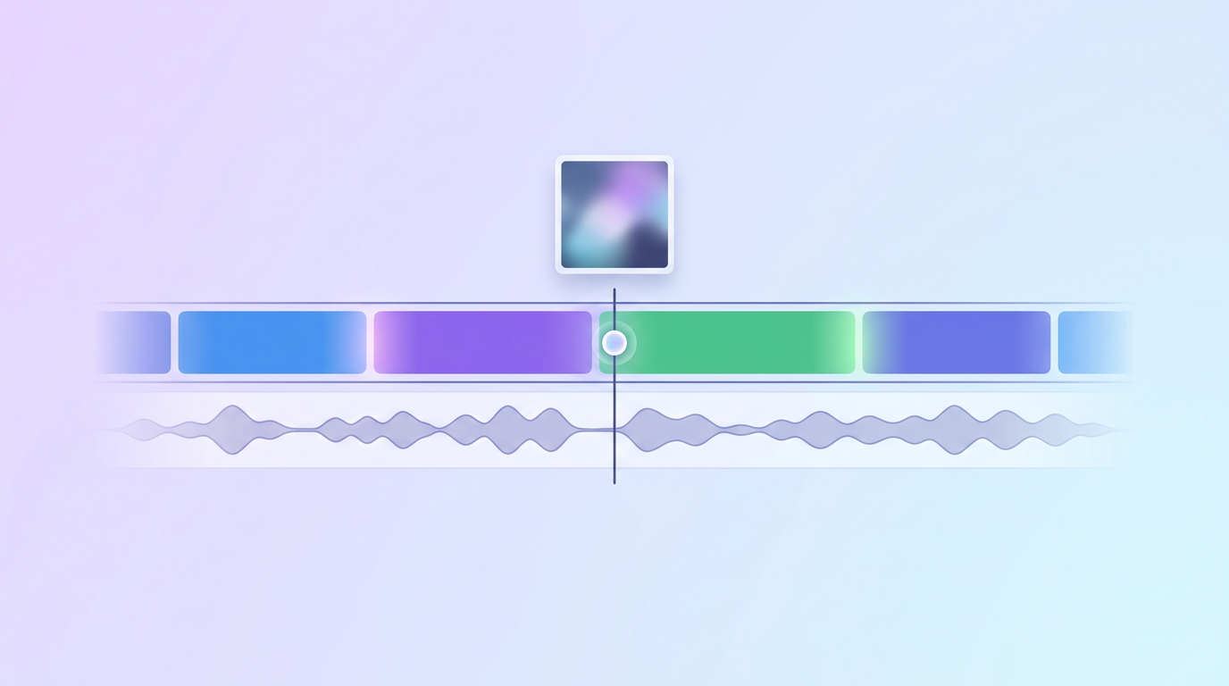 A video timeline with clips and transitions