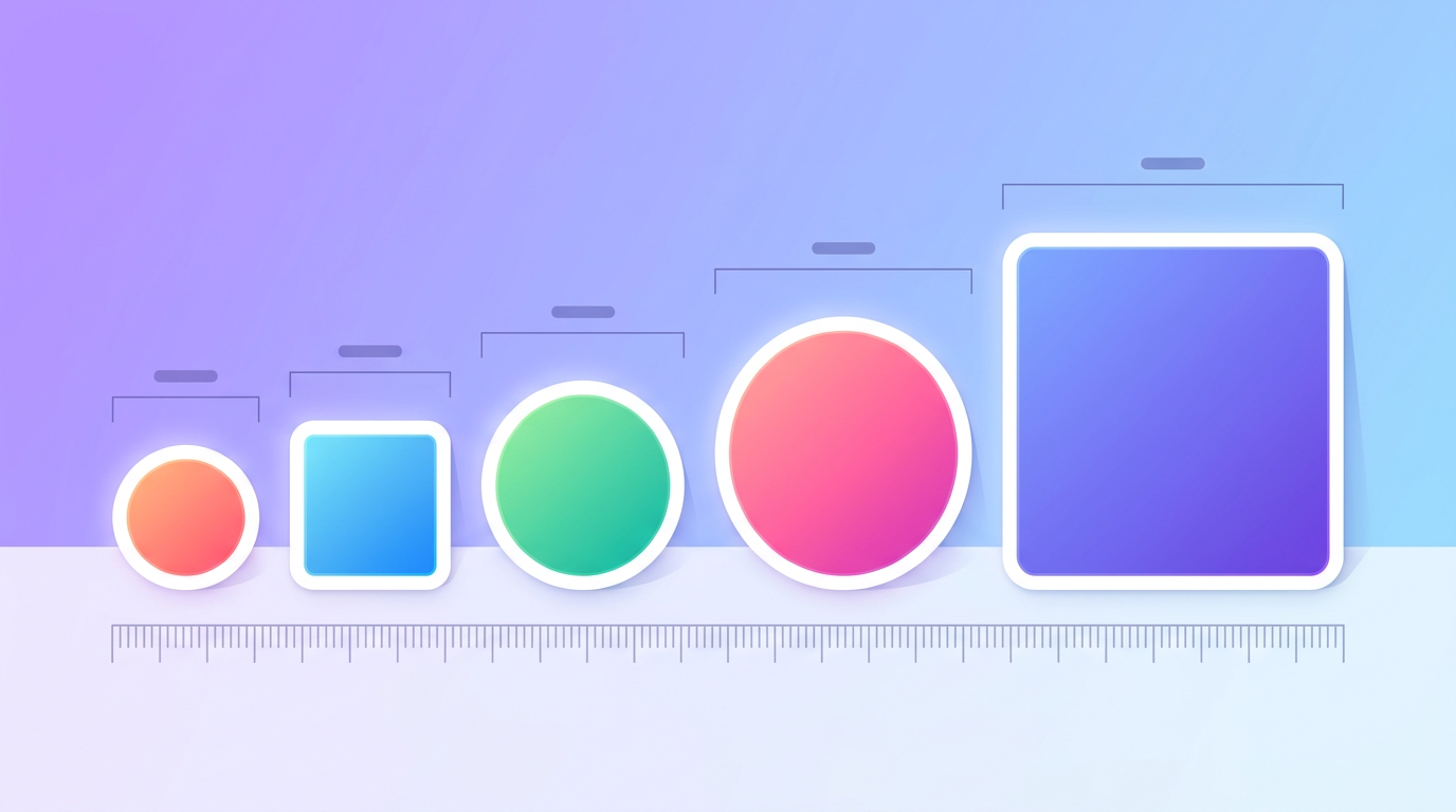 Sticker sizes compared against a common object for scale