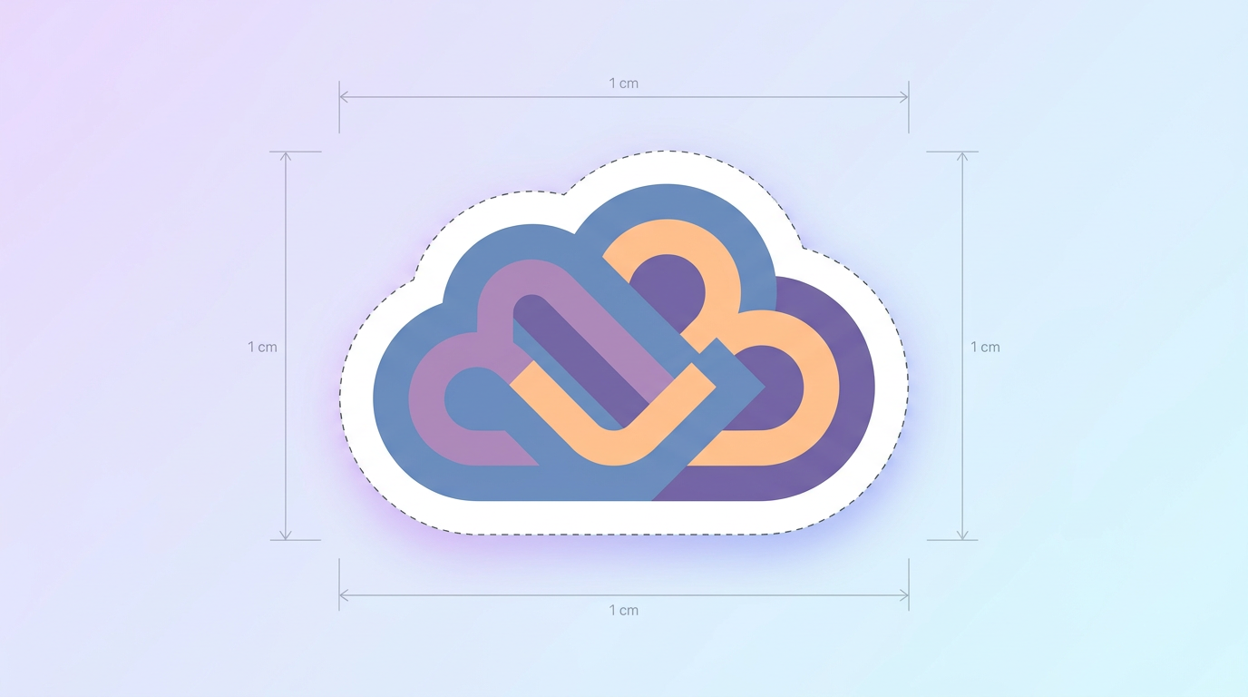 Sticker artwork with a bold outline and cut line marked