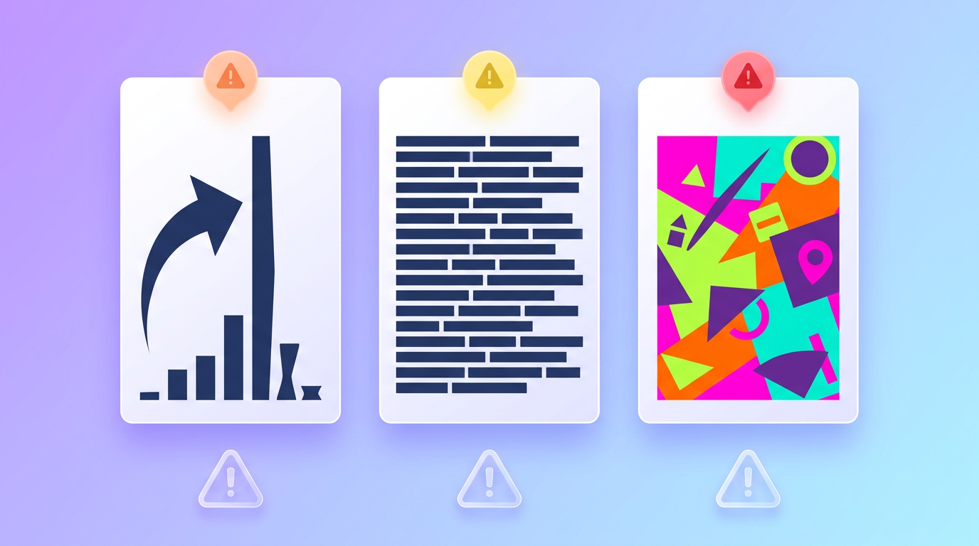 Infographics with distorted charts and too much text