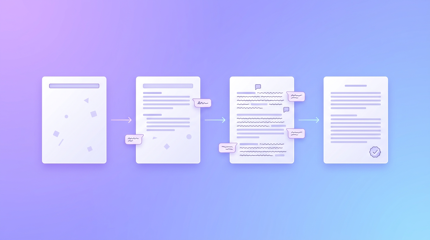 A script drafted through sequential stages