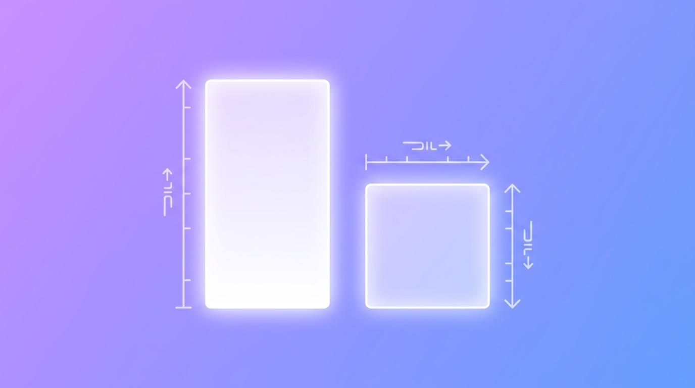 Tall vertical pin proportions compared with a square format