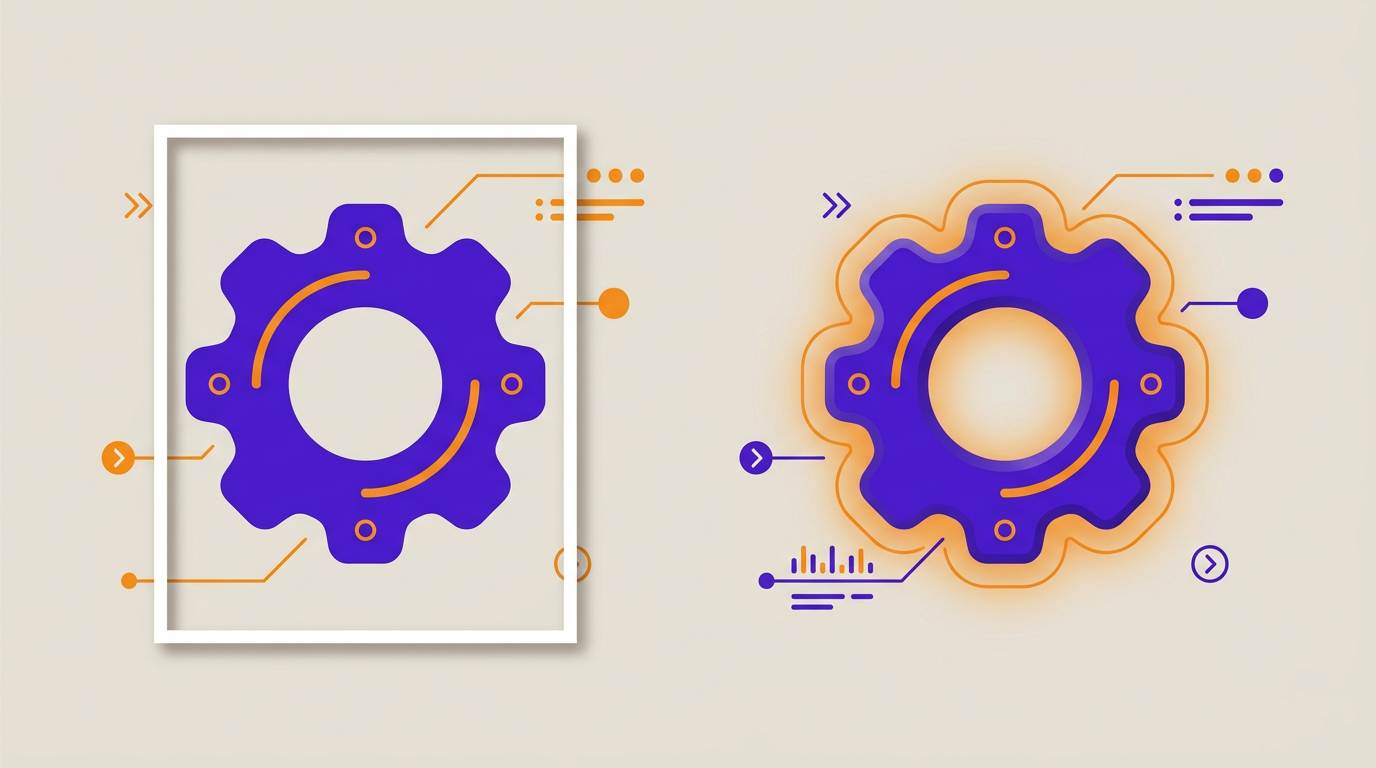Two identical cut out product shapes compared, one inside an obvious white rectangle, one sitting cleanly on the page
