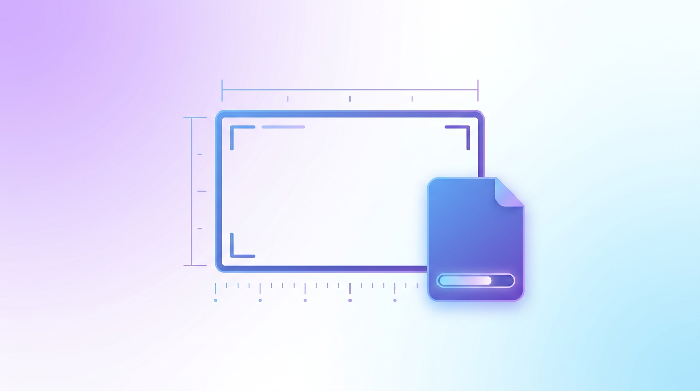 Thumbnail frame with dimensions and file specs marked