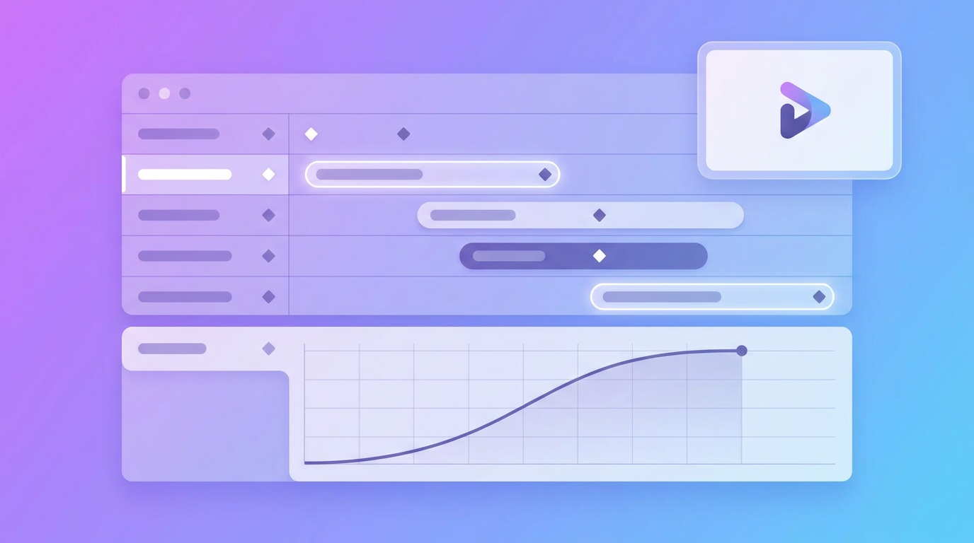 Logo animation keyframes on a motion timeline