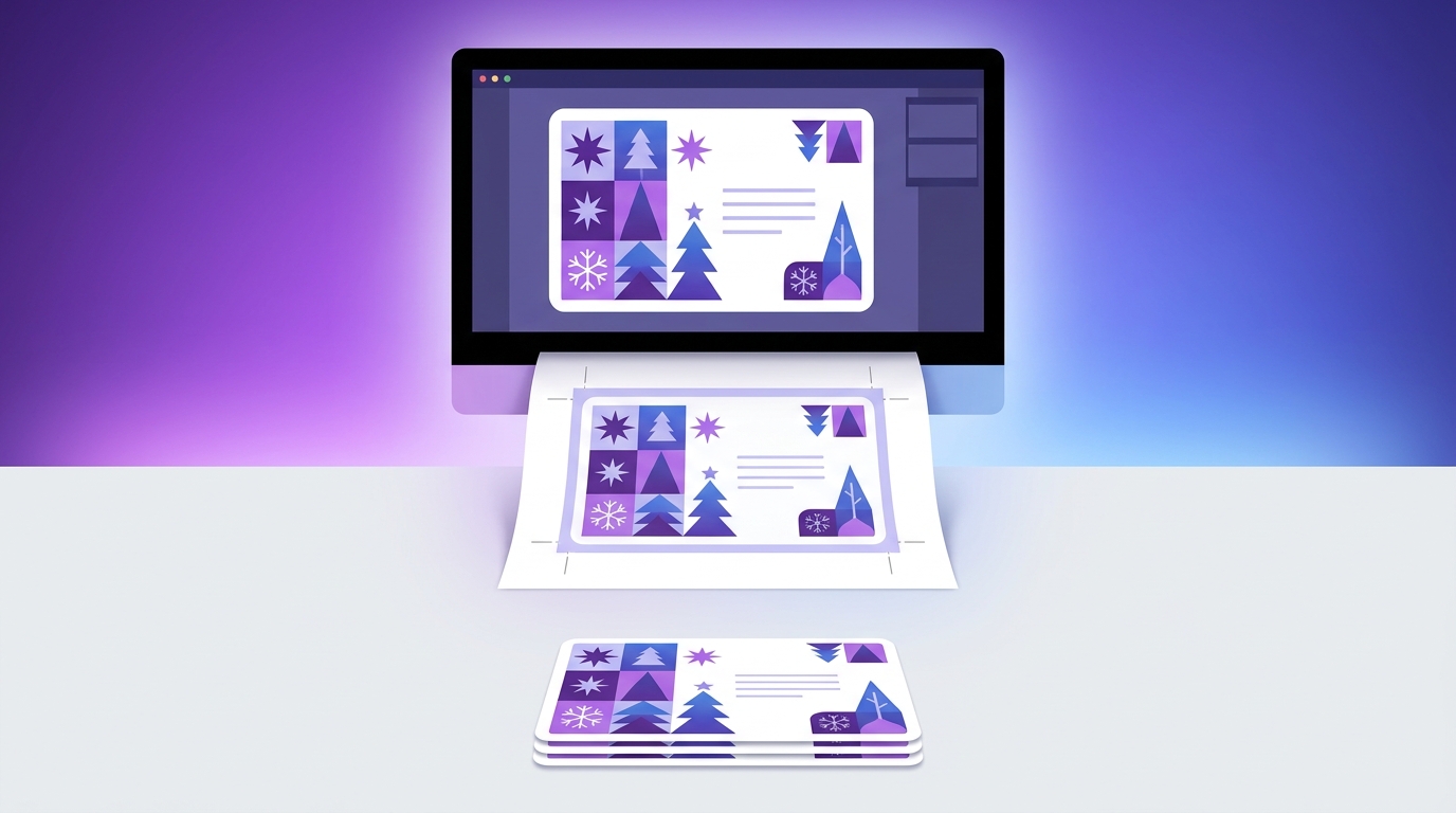 A card design prepared for printing with bleed marks