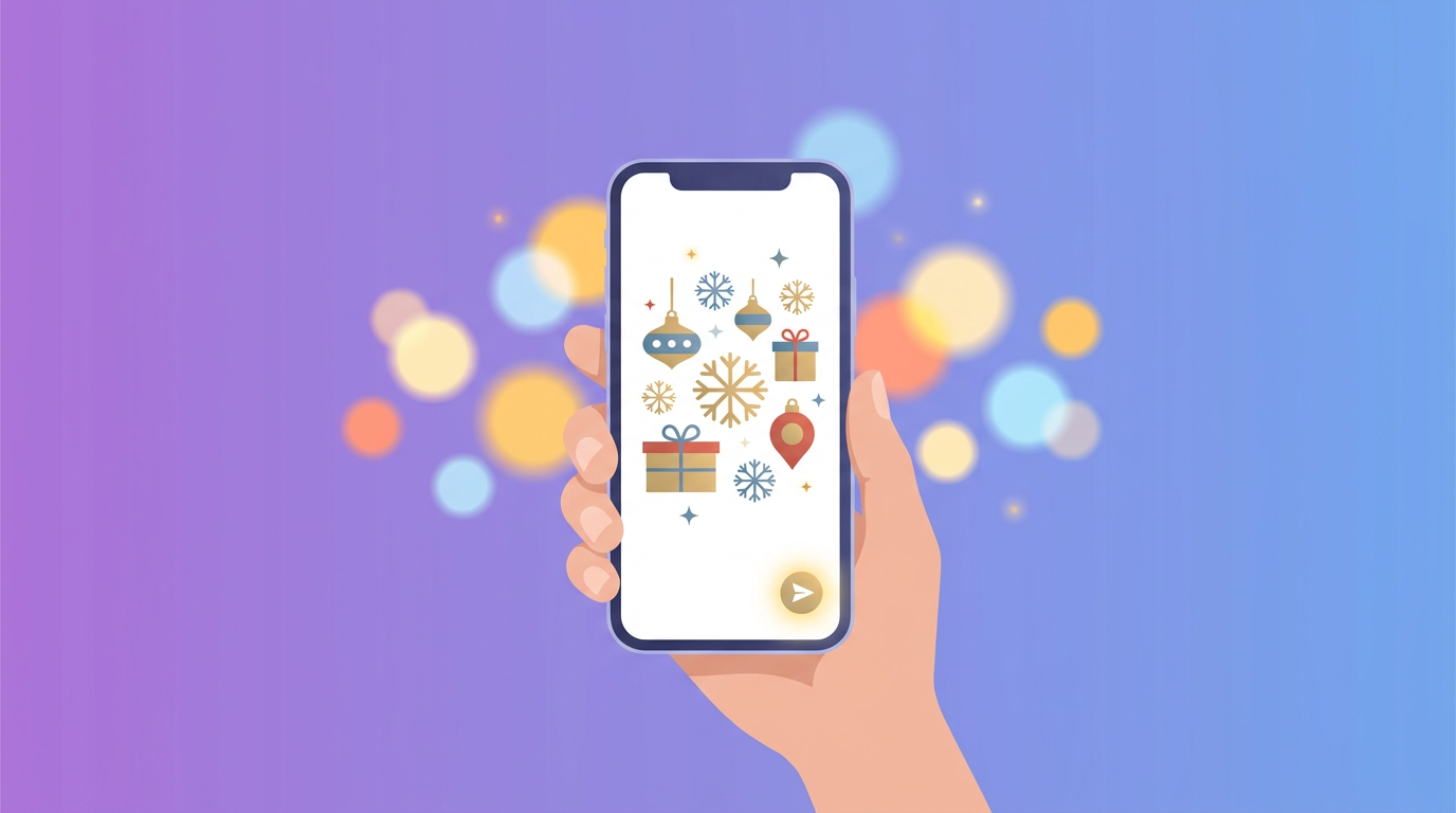 A digital christmas card opening on a phone