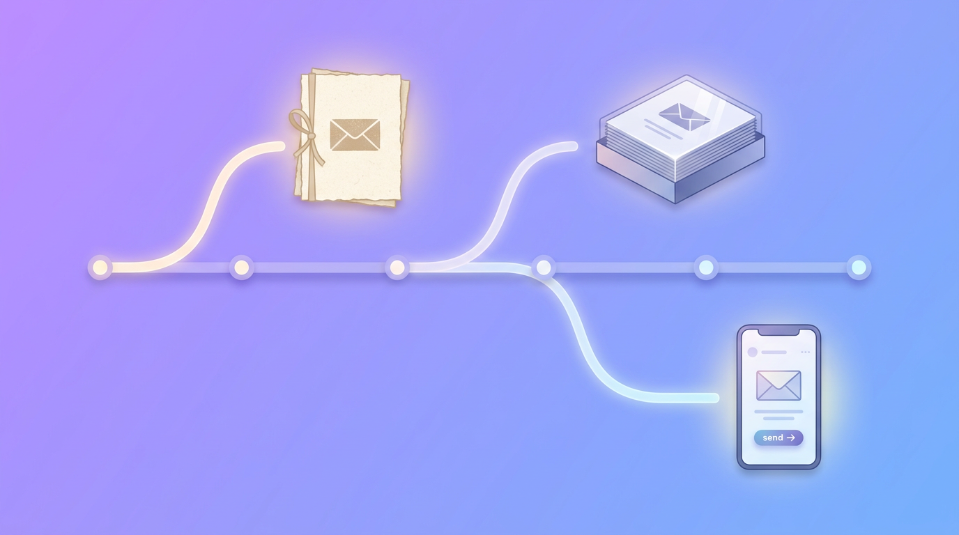 Three card production routes shown on a timeline