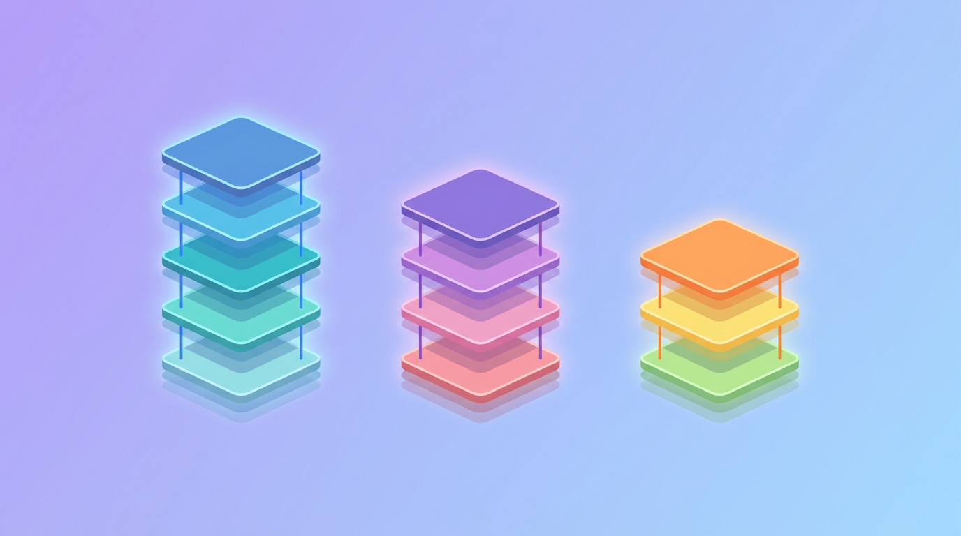 Three tool stacks assembled for different creator types