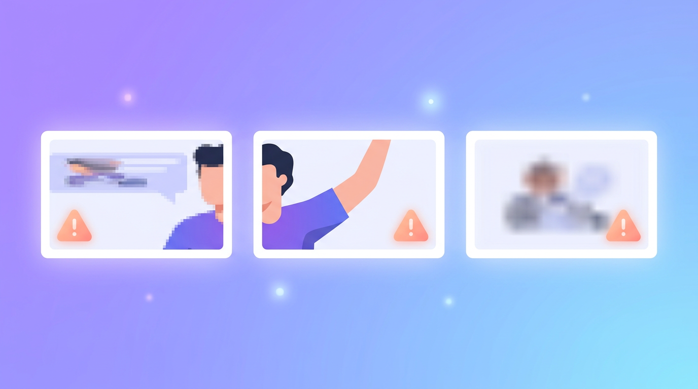 A stretched and a cropped thumbnail shown as sizing errors