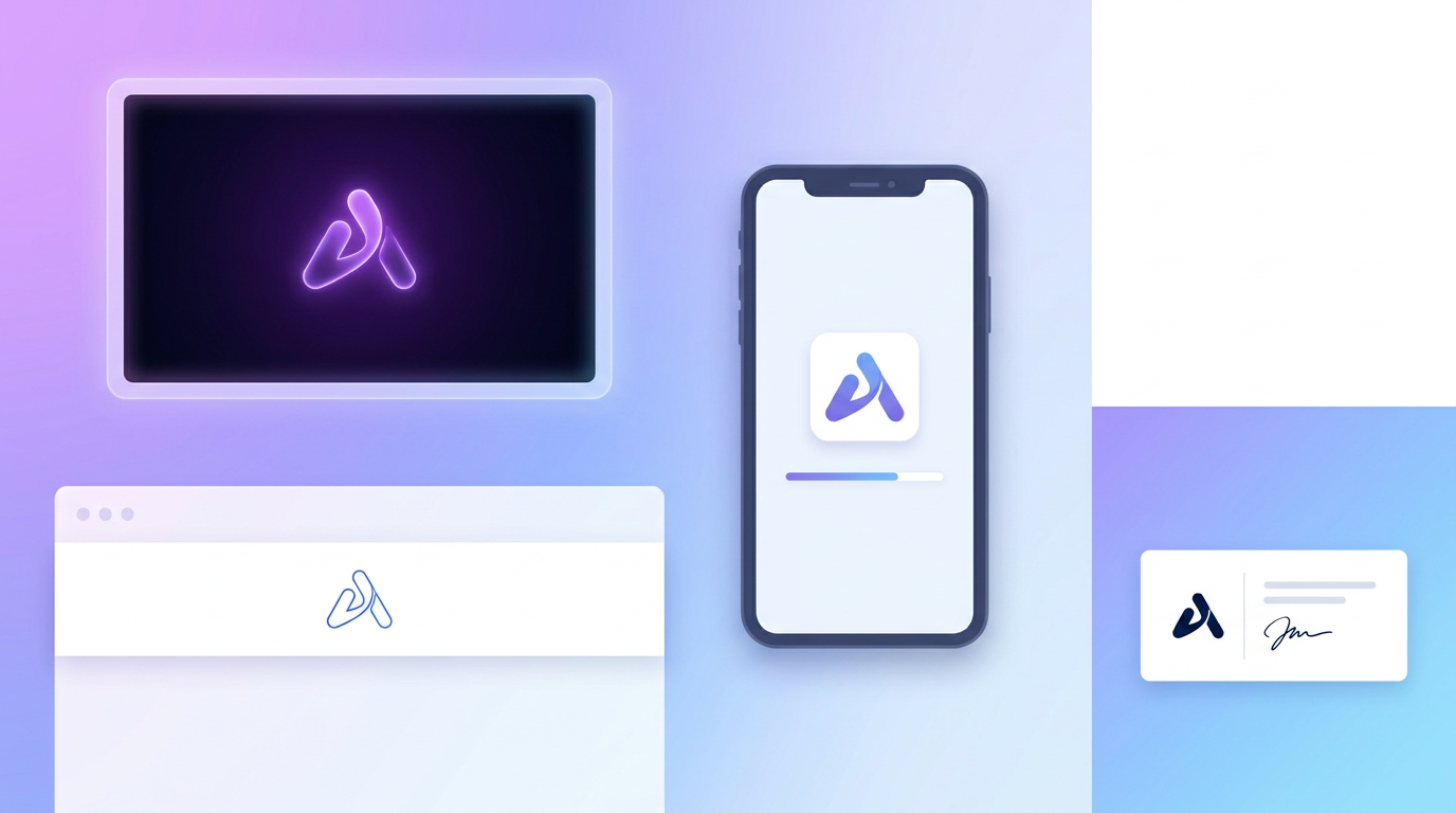 An animated logo shown across several placements