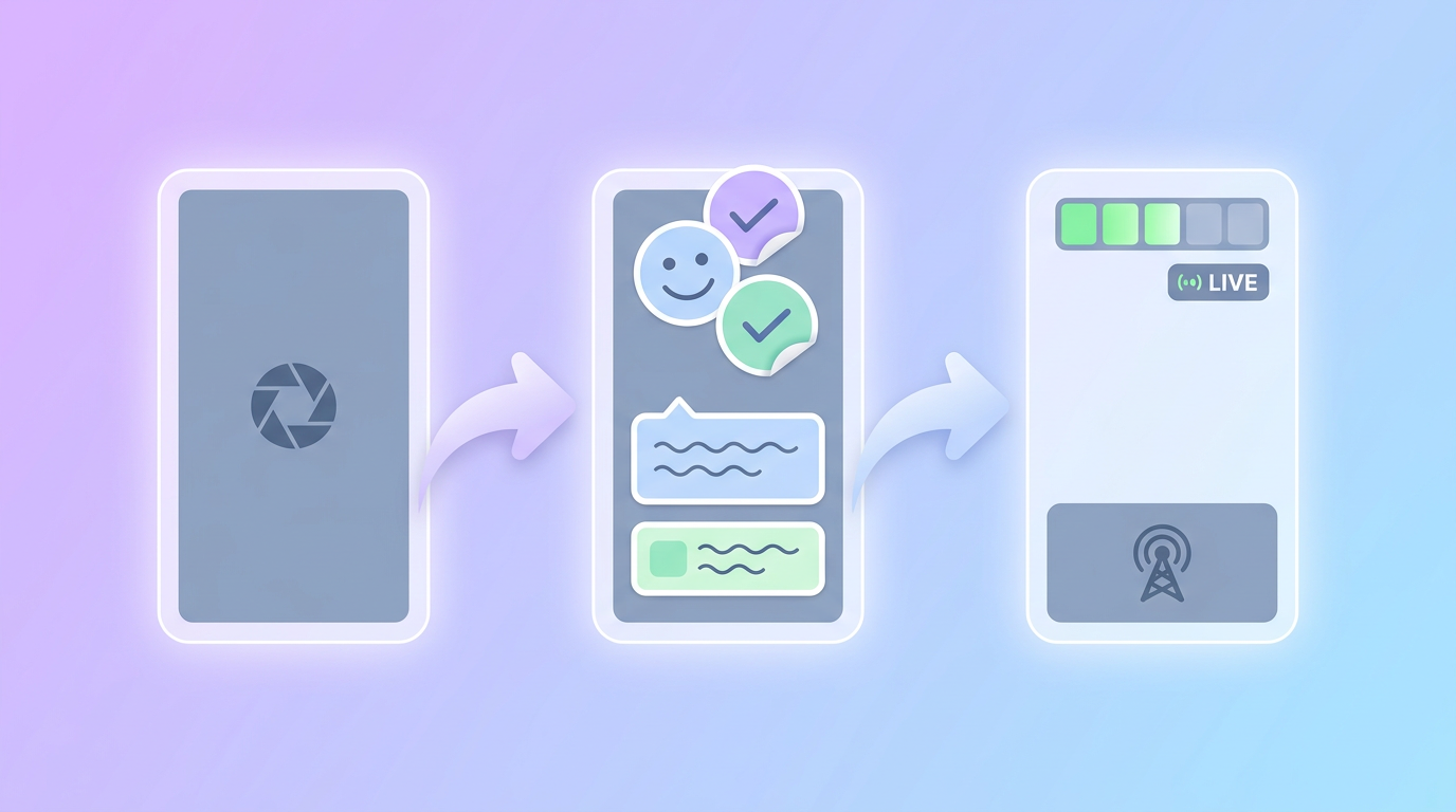 A story moving through capture, edit and publish stages