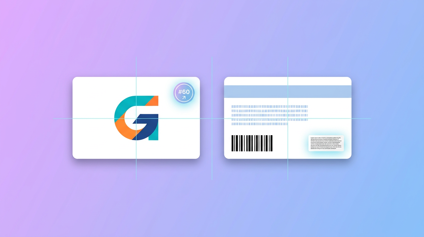 A gift card front and back being composed