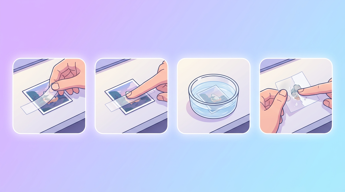 Clear tape sticker method shown step by step