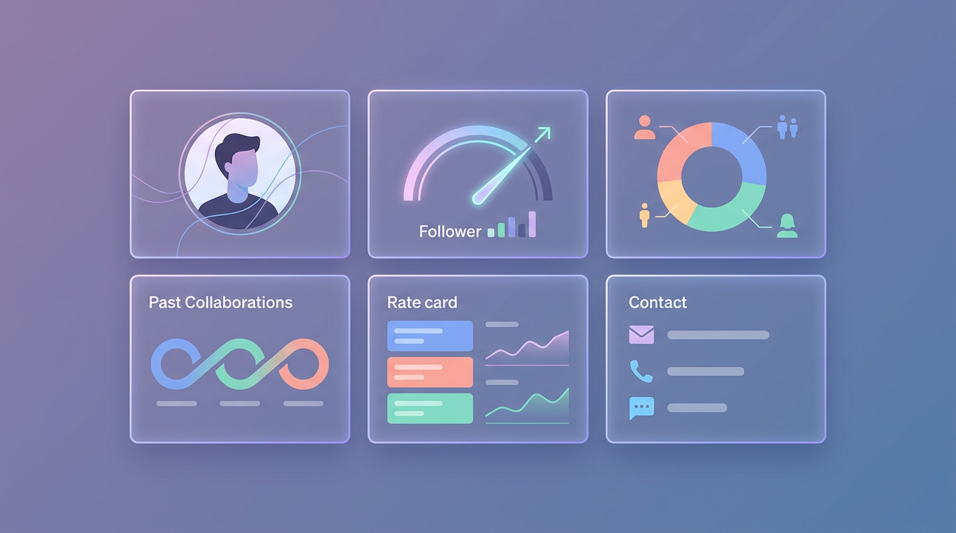 The component sections of a media kit laid out as tiles
